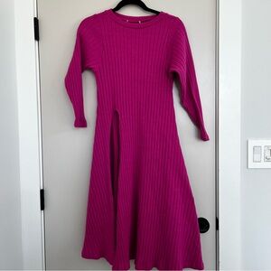 Rebdolls Fuchsia Ribbed Sweater Dress